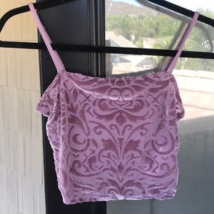 Light purple cami with velvet pattern.
